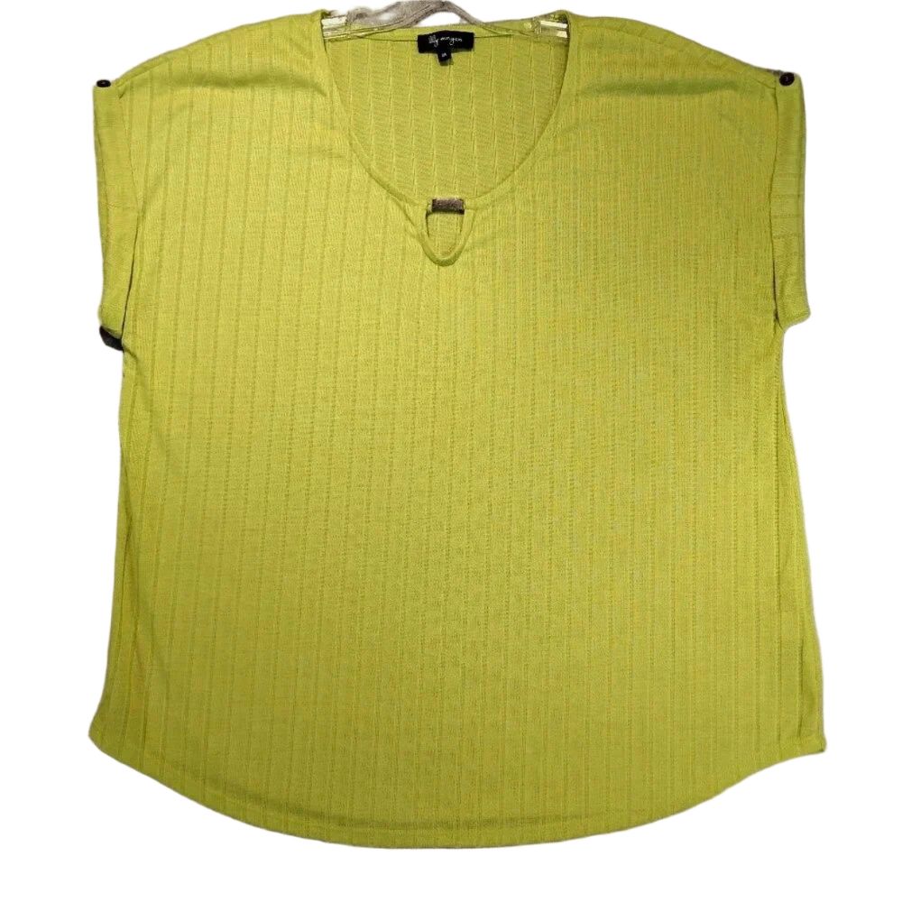 Lilly Morgan NWOT Chartreuse Knit Sweater Ribbed Sleeveless Scoop Neck